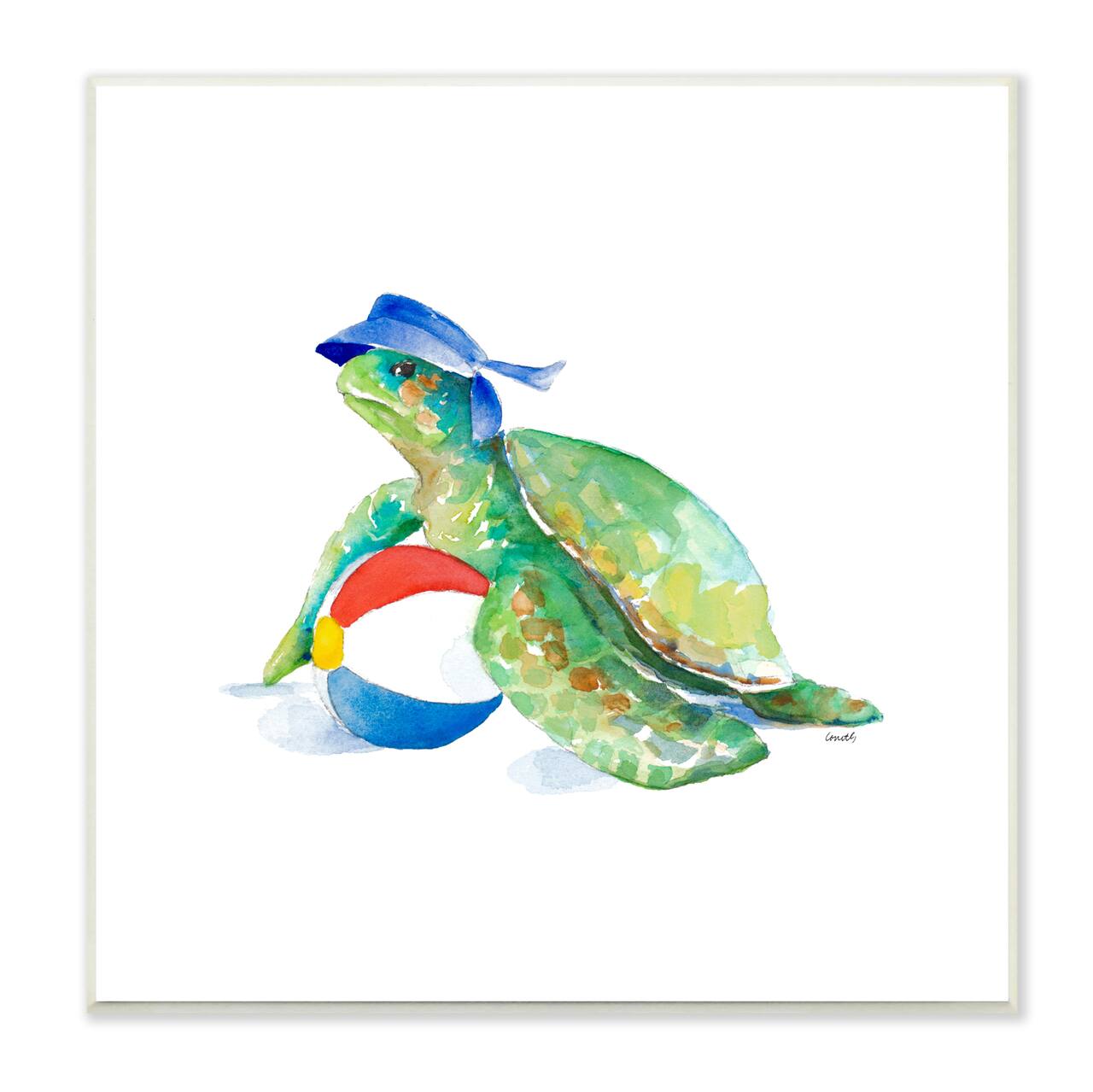 Stupell Industries Ocean Tortoise Playful Beach Ball Aquatic Turtle,12" x 12"